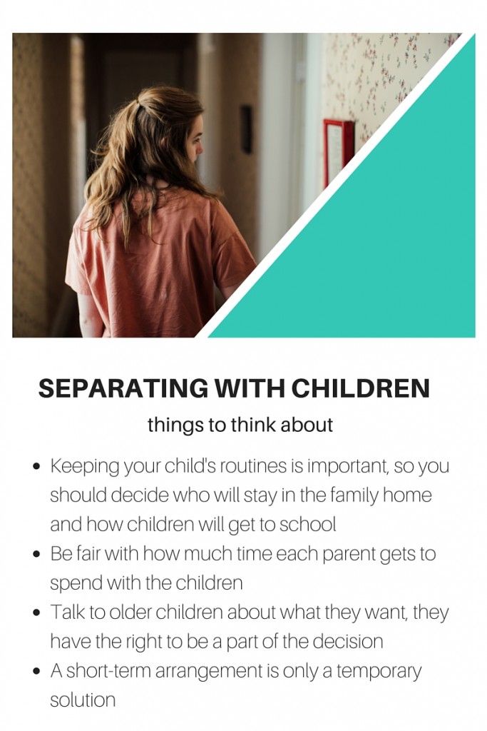 Child parenting arrangements featuring young woman facing backwards walking down the hallway wearing a bright red shirt