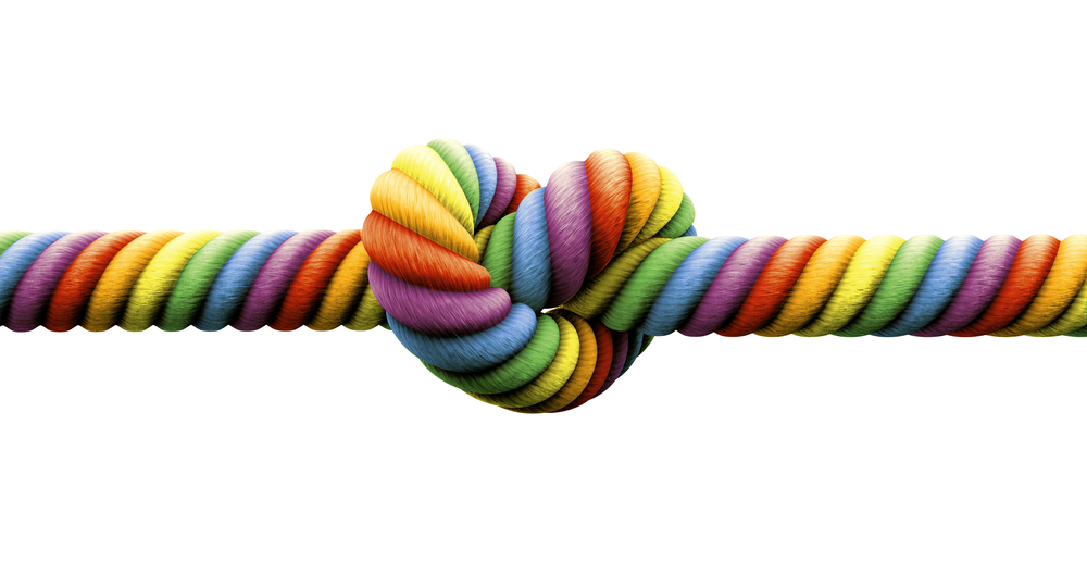 Rainbow Rope Tied in Knot